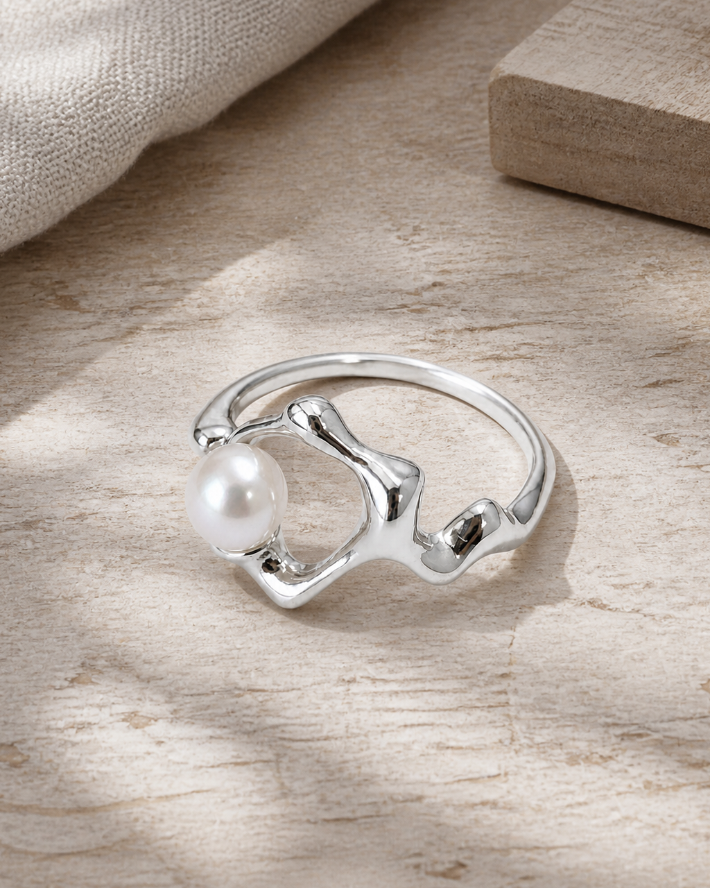 Tidepool Pearl Ring — 4:5 styled product photograph