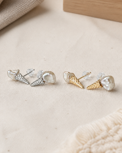 Tidepoint Baroque Pearl Studs — 4:5 styled product photograph