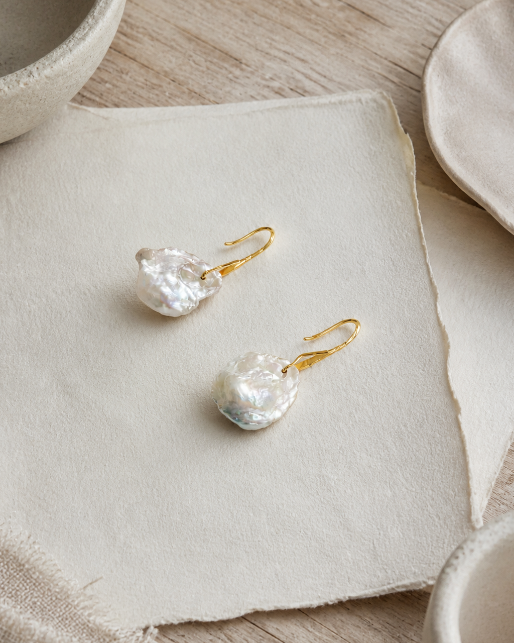 Golden Petal Keshi Pearl Hook — 4:5 styled product photograph