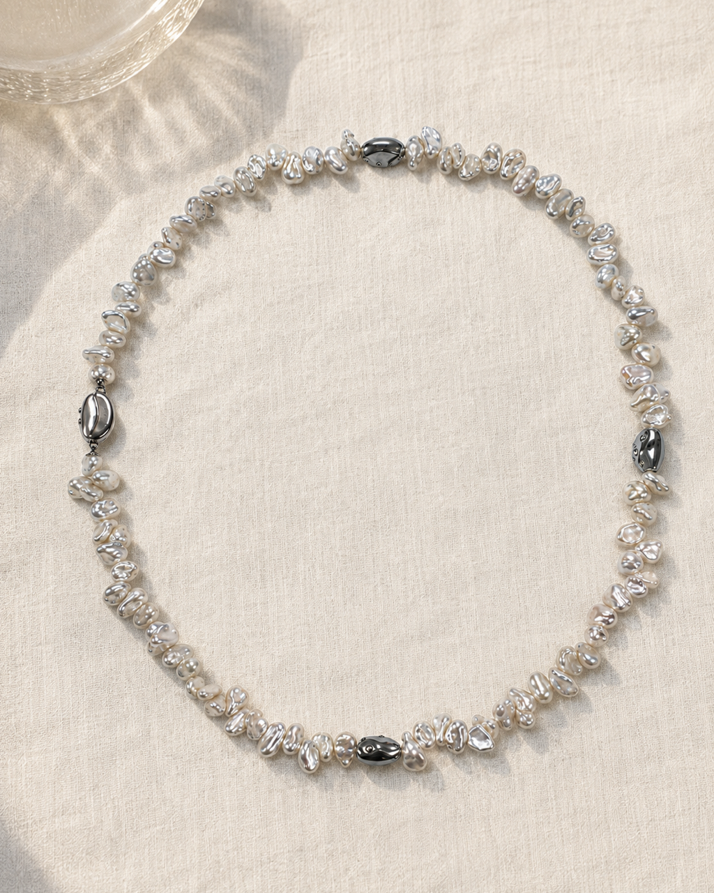Steel Current Deep Blue Freshwater Pearl Necklace — styled product photo