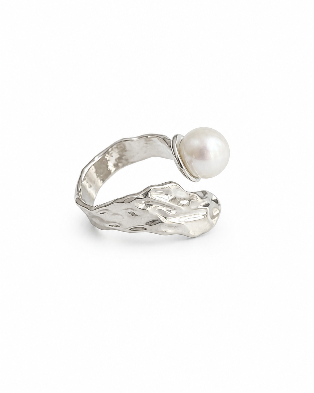 Silver Wing Pearl Ring — 4:5 product on white background