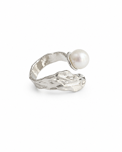 Silver Wing Pearl Ring — 4:5 product on white background