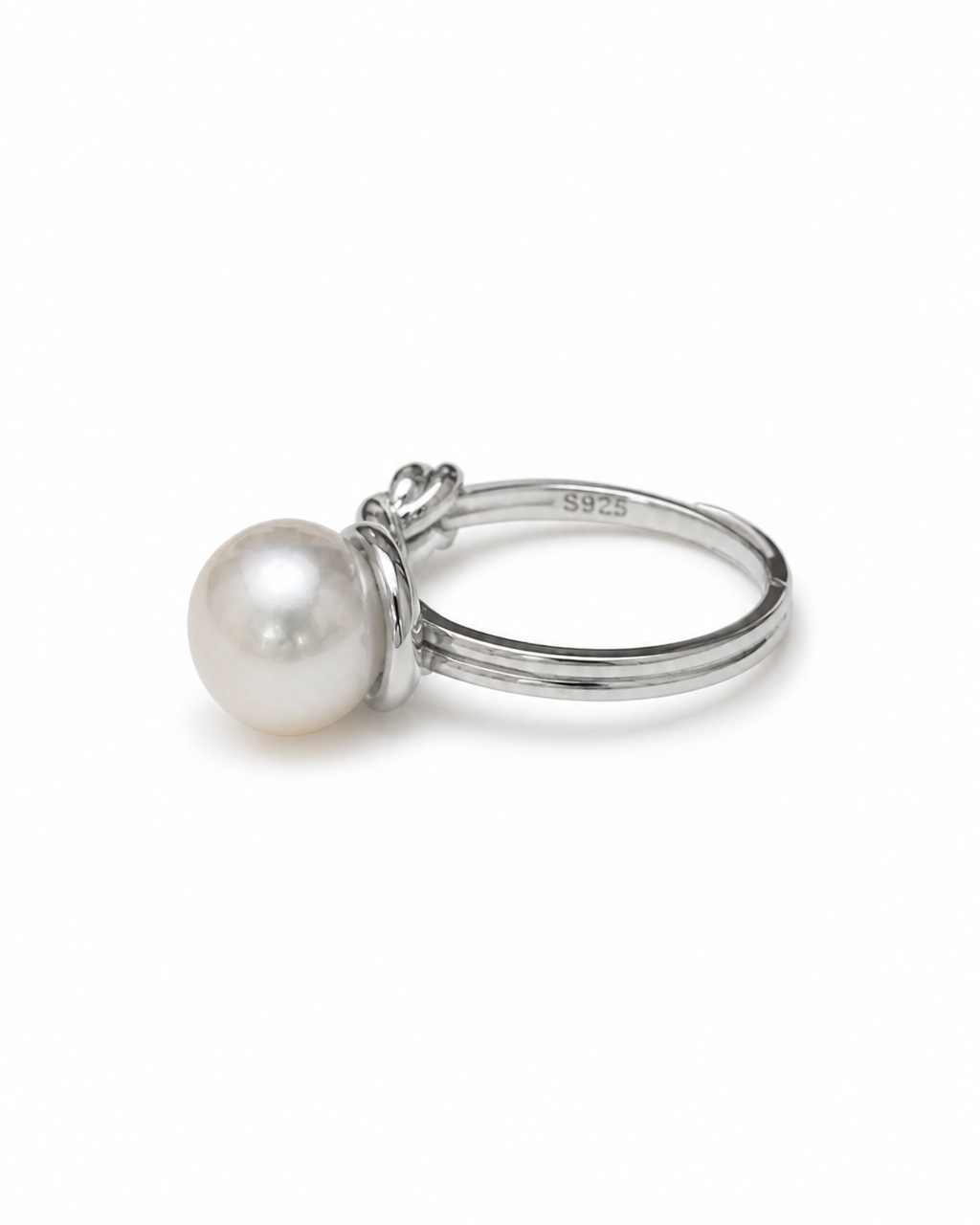 Sterling Loop Pearl Ring — 4:5 product on white background