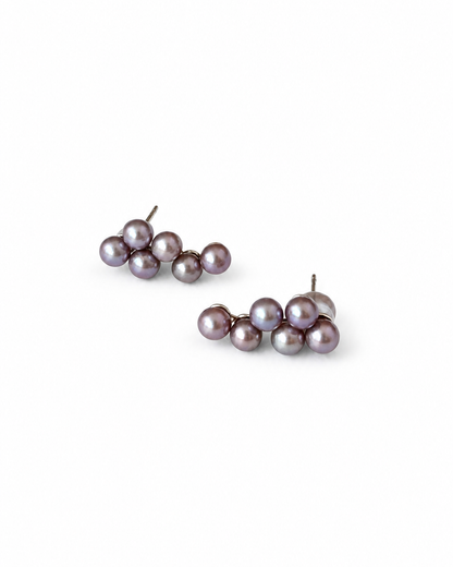 Lavender Grape Cluster Pearl Studs — 4:5 product on white background