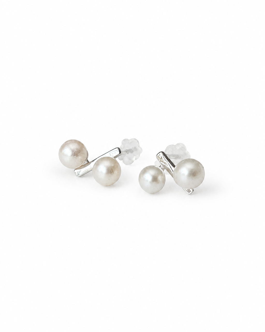 Parallel Pearl Bar Studs — 4:5 product on white background