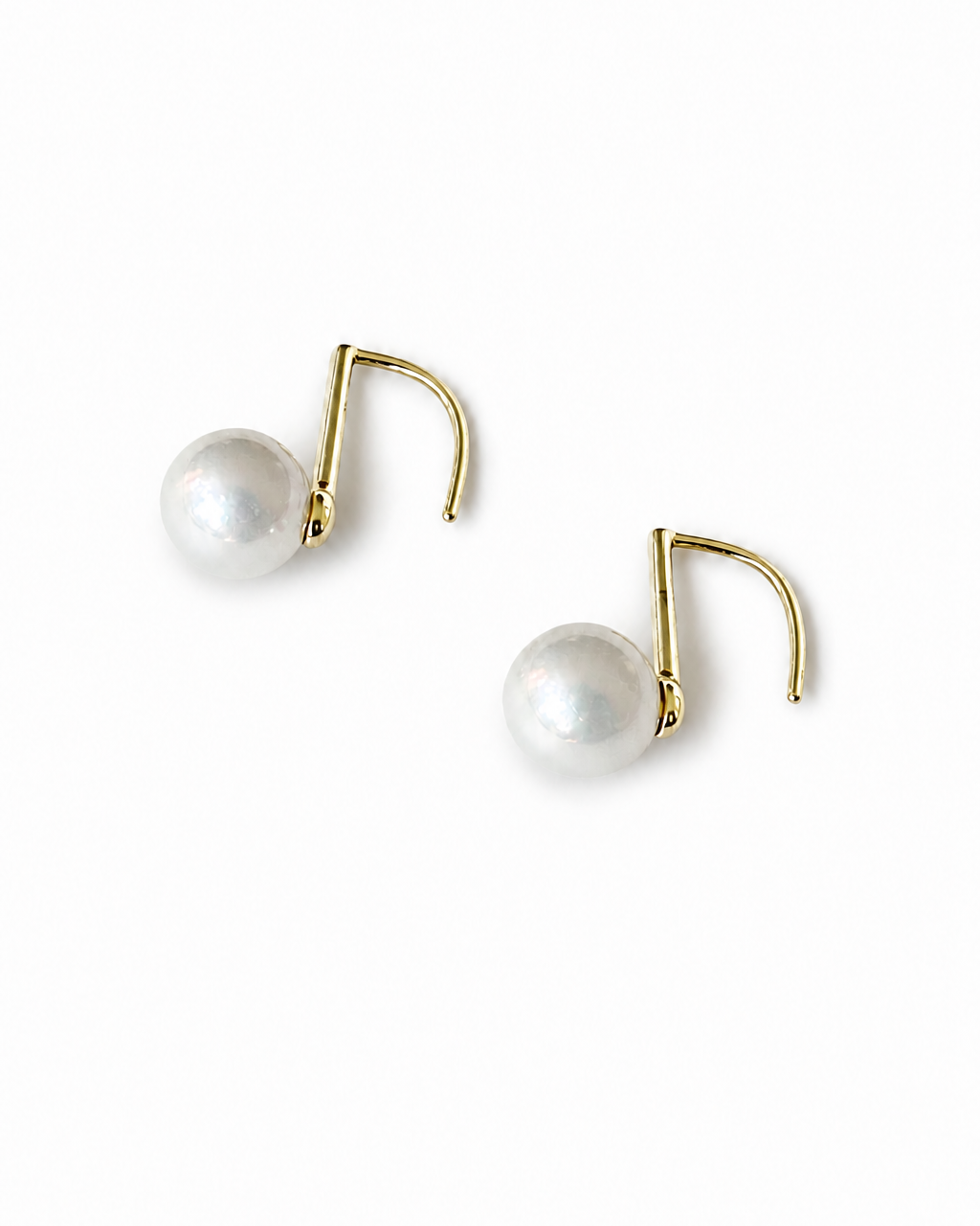 Golden Arc Pearl Drop Earrings — 4:5 product on white background