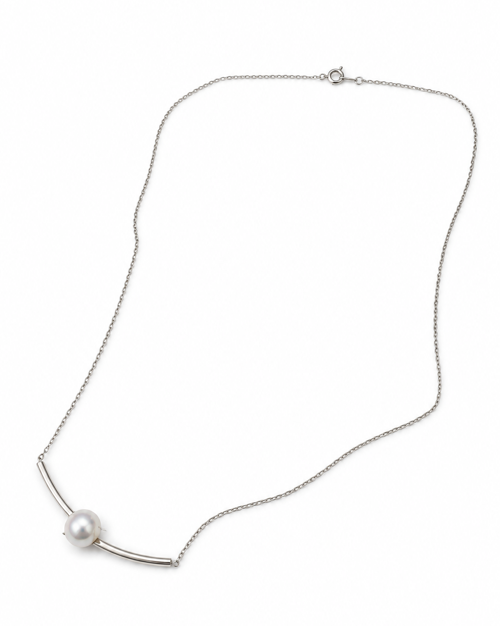 Silver Horizon Pearl Necklace — 4:5 product on white background