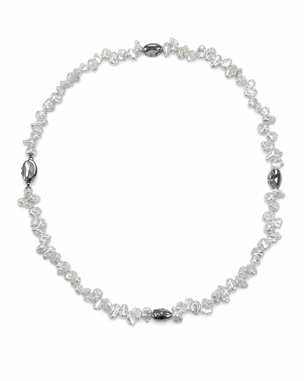 Steel Current Deep Blue Freshwater Pearl Necklace — product on white background