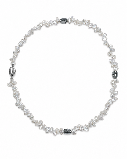 Steel Current Deep Blue Freshwater Pearl Necklace — product on white background
