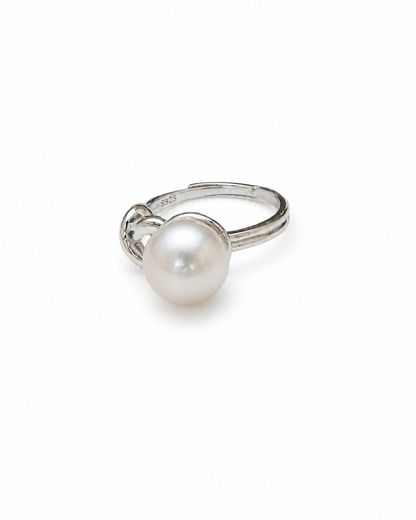Sterling Loop Pearl Ring — 4:5 product on white background