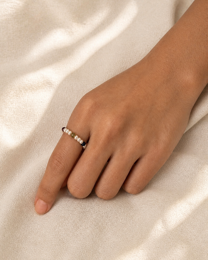 Chromatic Pearl & Gemstone Ring — 4:5 try-on photograph
