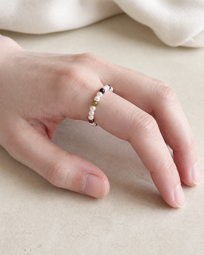 Chromatic Pearl & Gemstone Ring — 4:5 try-on photograph