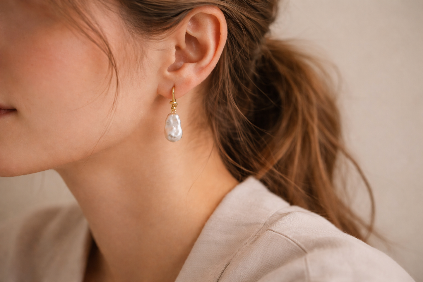 Soft Baroque Pearl Drops · 14K Gold Plated