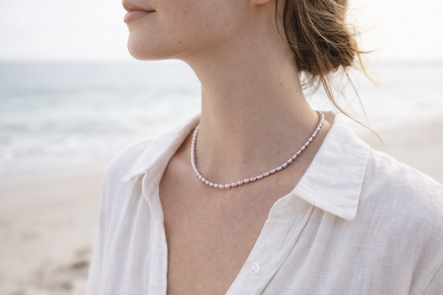 Lavender oval pearl necklace — Soft Drift collection unique pearl colors