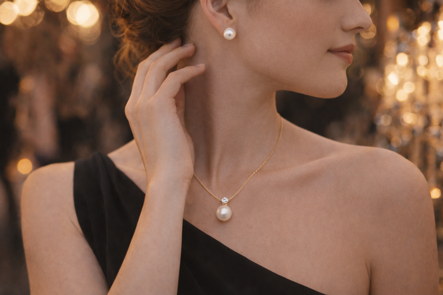 Luna Radiance pearl earrings — statement drop earrings with radiant round pearls