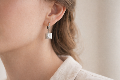 Baroque Pearl Silver Hoop Earrings