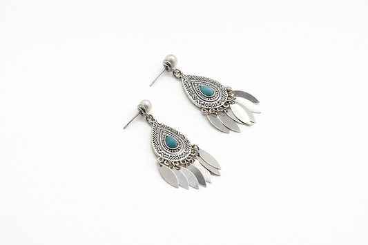 Pearl & Silver Deco Drop Earrings
