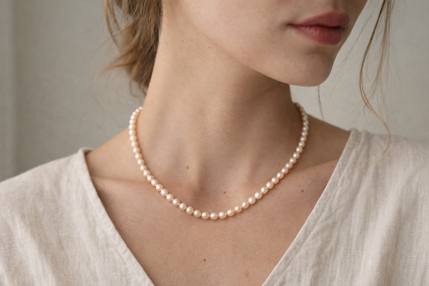 Apricot Glow Pearl Necklace