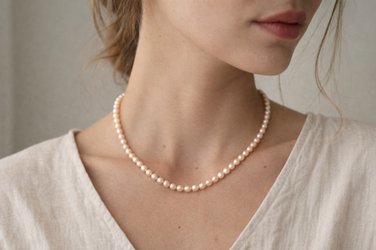 Apricot Glow Pearl Necklace