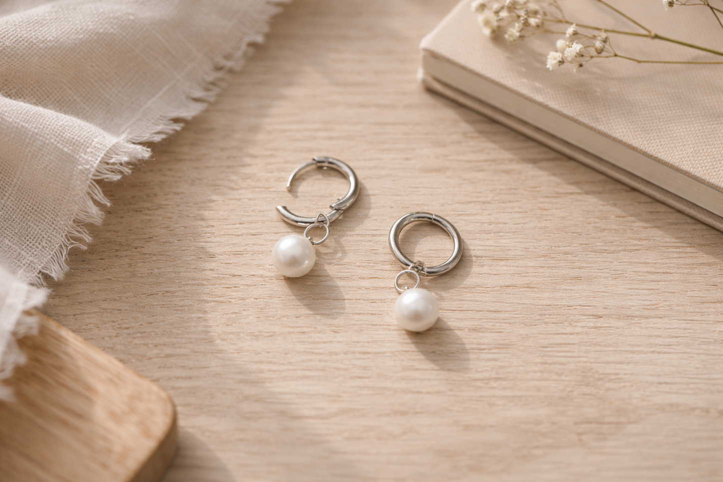 Everyday Pearl Drop Hoops