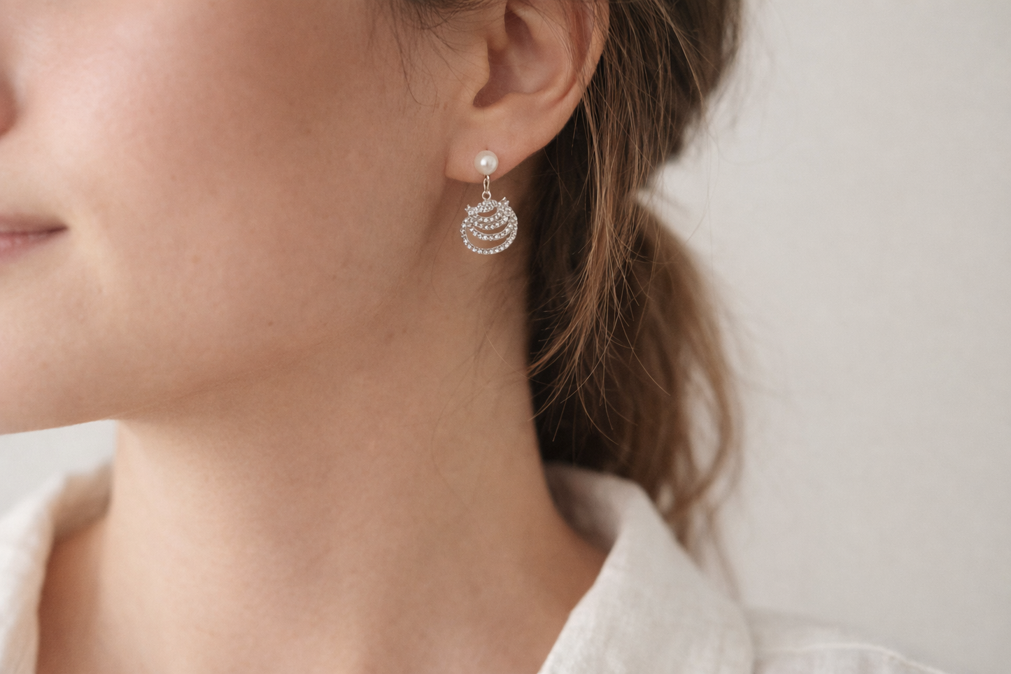 Pearl Fan Drop Earrings