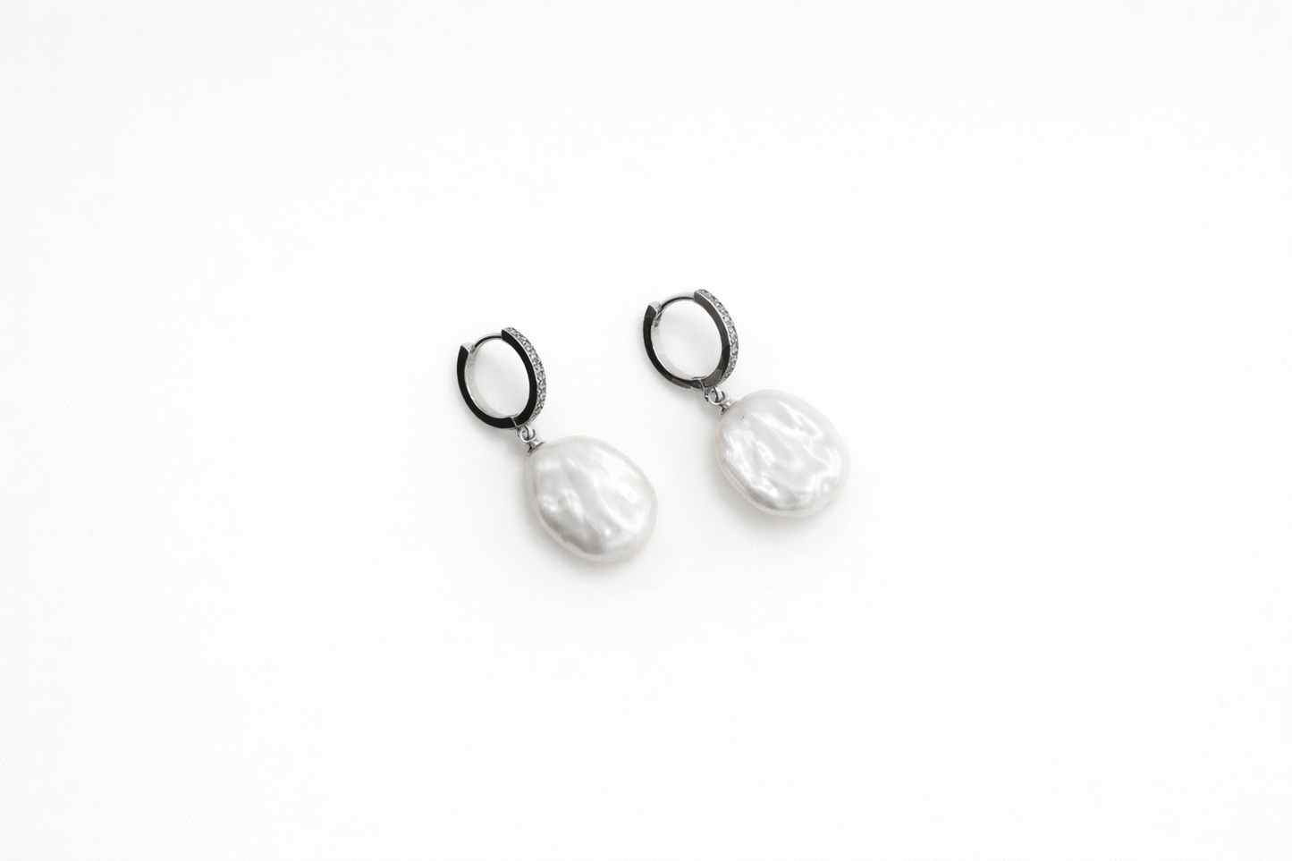 Baroque Pearl Silver Hoop Earrings