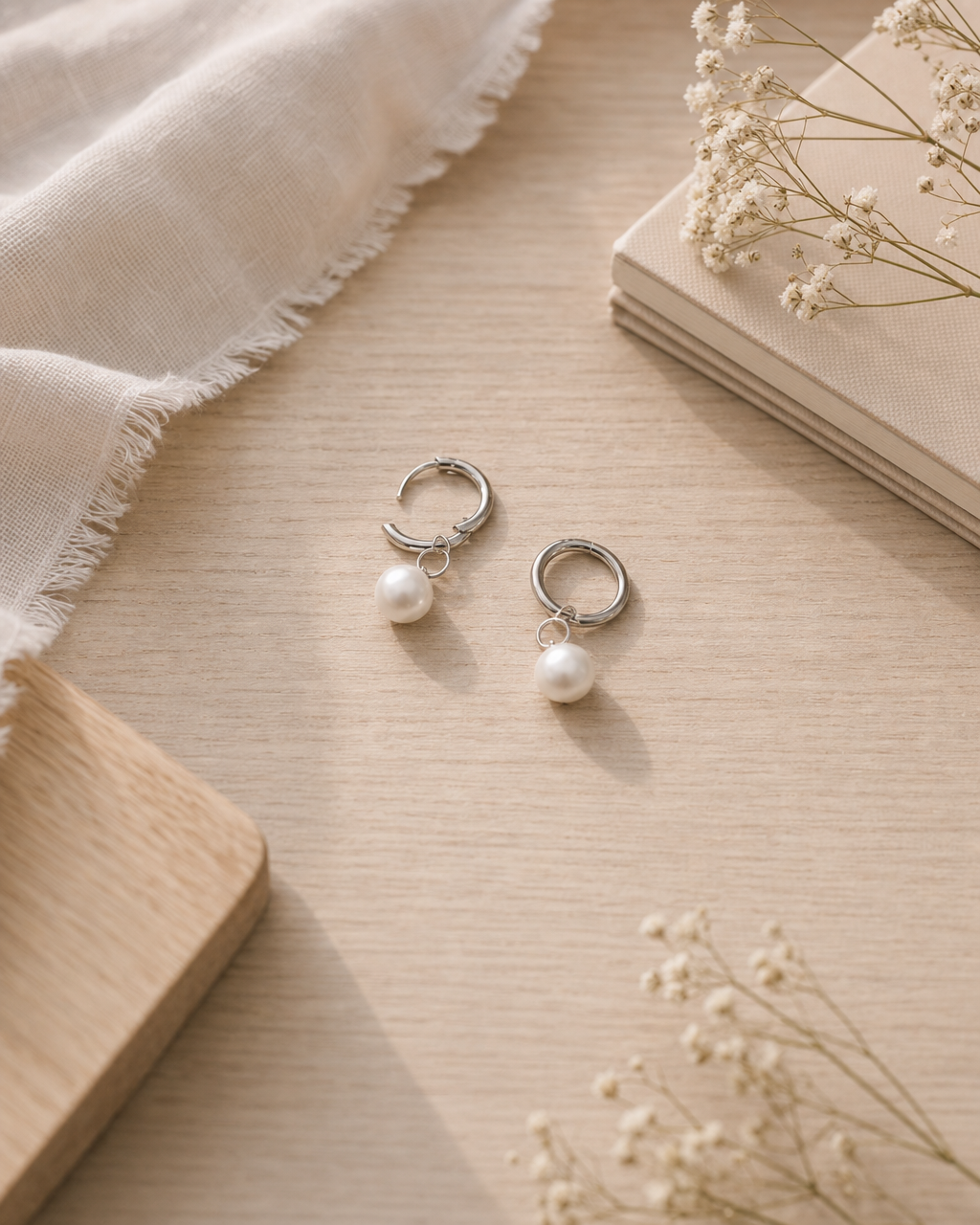 Everyday Pearl Drop Hoops (4:5)
