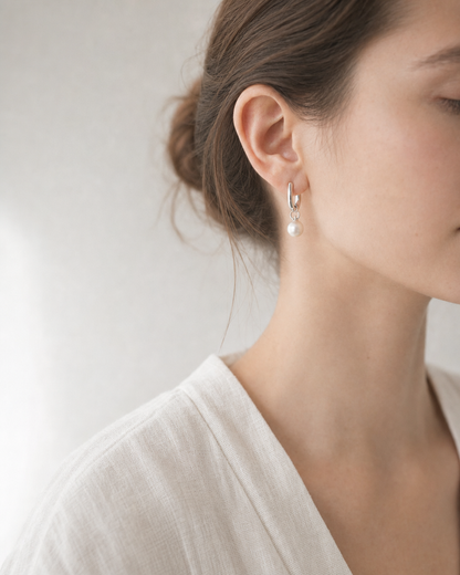 Everyday Pearl Drop Hoops (4:5)