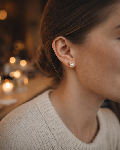 Soft Murmur Pearl Studs (Gold or Silver) (4:5)