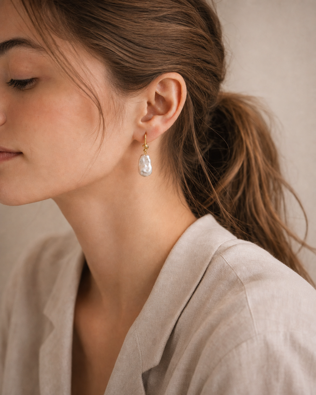 Soft Baroque Pearl Drops · 14K Gold Plated (4:5)