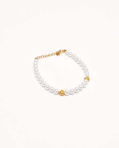 Gold Heart & Pearl Strand — Mom & Daughter Matching (4:5)