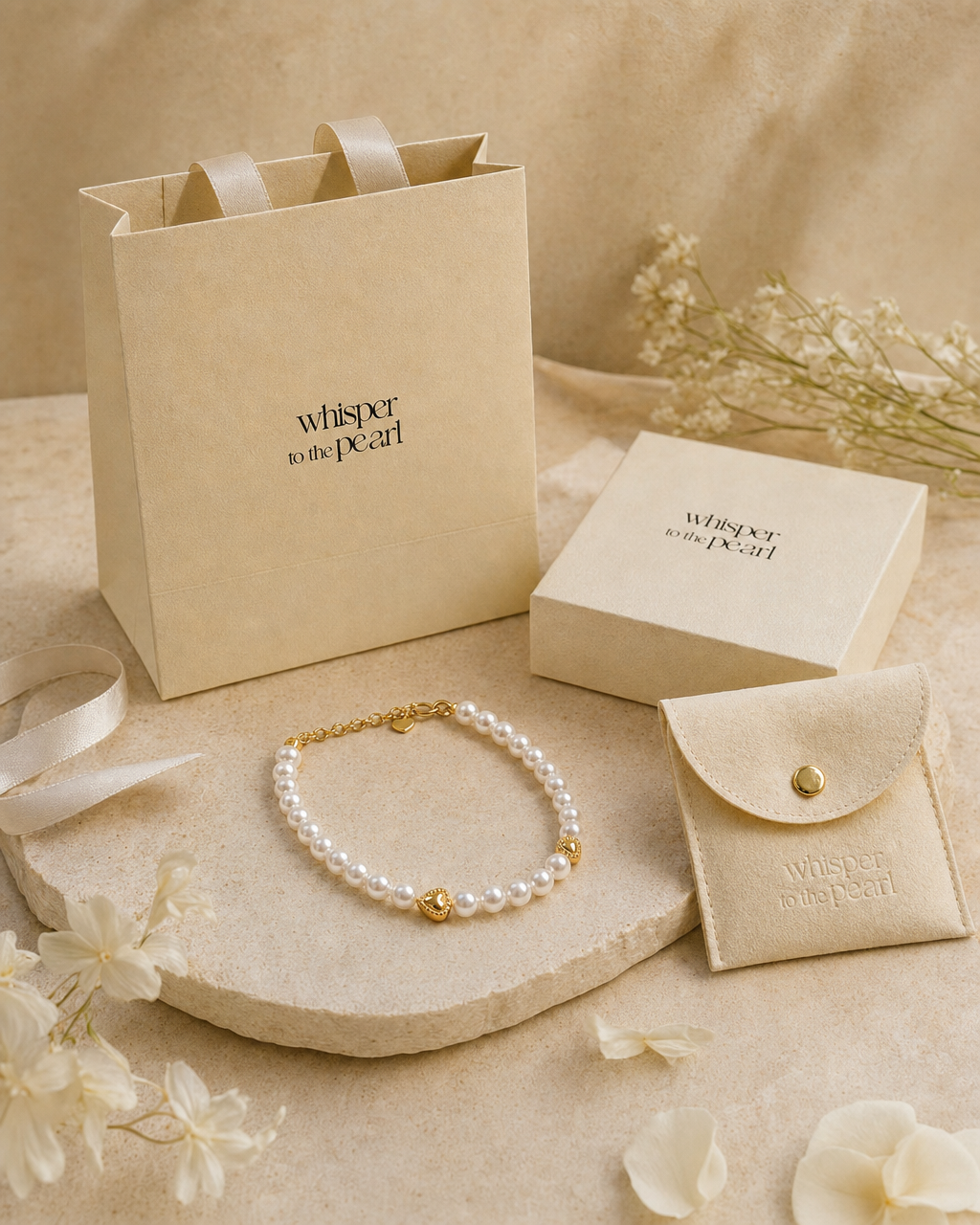 Gold Heart & Pearl Strand — Mom & Daughter Matching (4:5)