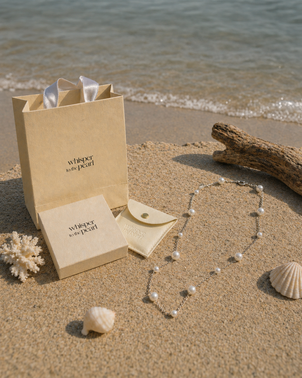 Pearl-Set Silver Chain Necklace — Mom & Daughter Matching (4:5)